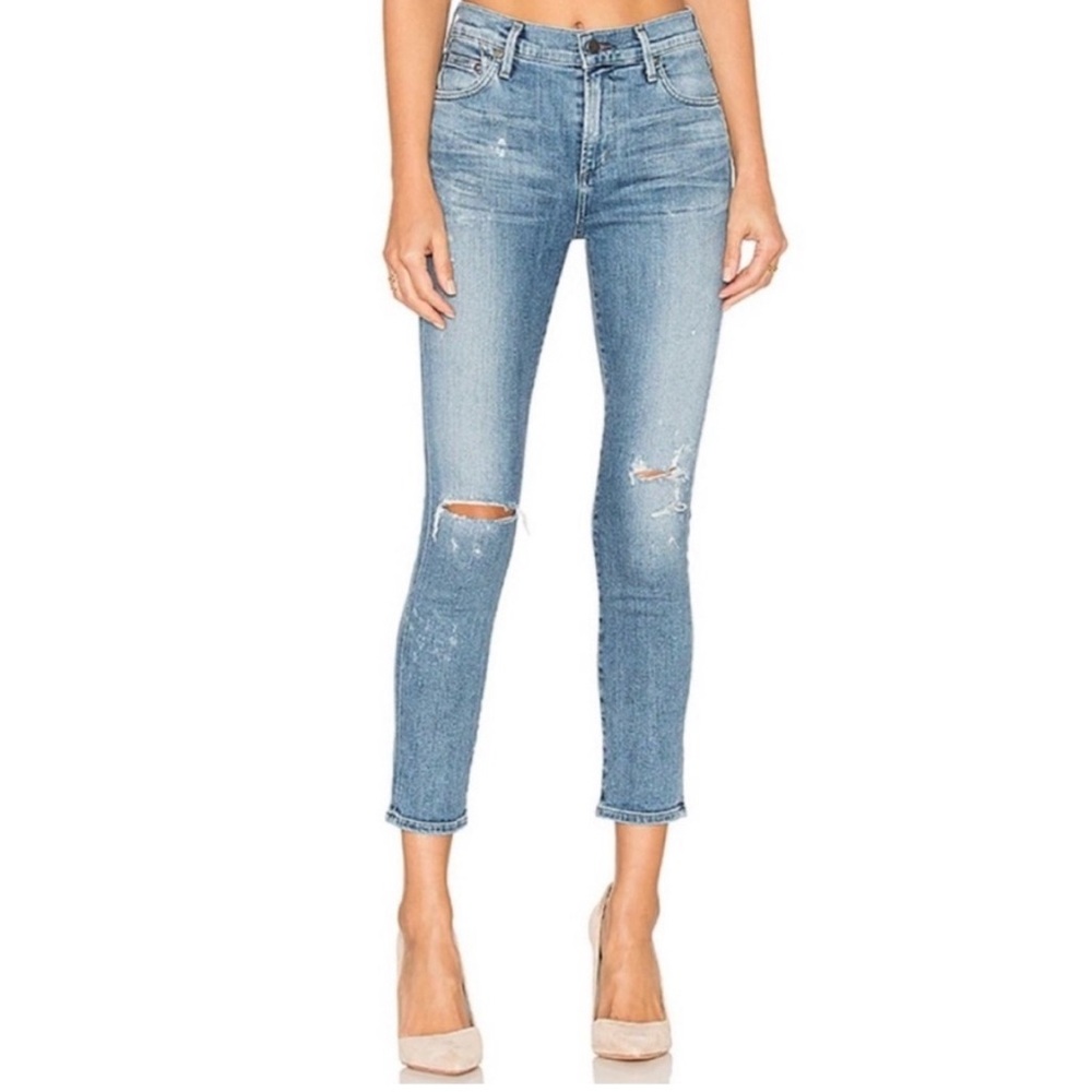 Citizens of humanity distressed rocket crop skinny jeans